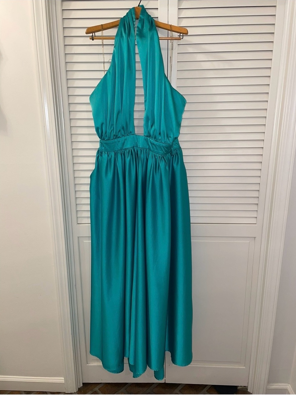 Deep Plunge Halter Wide Leg Jumpsuit
